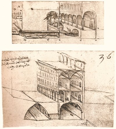 Dwa plany kanałów w mieście, c1472-c1519 1883 autorstwa Leonardo da Vinci