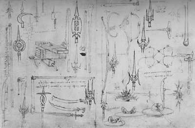 Różne rodzaje broni ofensywnej i obronnej, ok. 1480 1945 r autorstwa Leonardo da Vinci