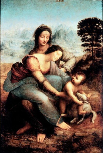 Dziewica z Dzieciątkiem i św. Anną, ok. 1510 (olej na płycie) autorstwa Leonardo da Vinci