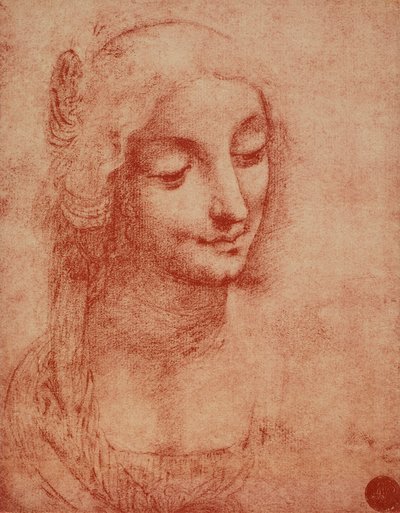 Twarz kobiety, rysunek Leonarda da Vinci. Galerie Akademii, Wenecja autorstwa Leonardo da Vinci