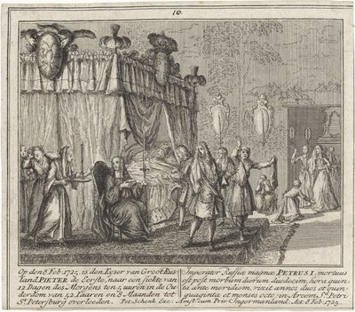 Śmierć Piotra Wielkiego 8 lutego 1725 r. autorstwa Leonardus Schenk