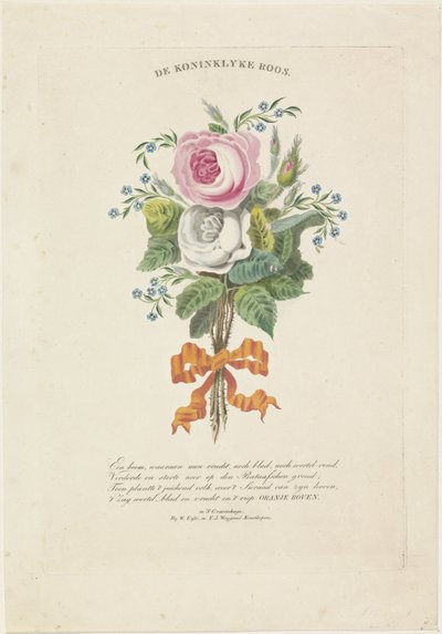 Róże z portretami sylwetki Wilhelma I Fryderyka, króla Holandii, Wilhelminy Pruskiej, ich dzieci, rodziców i siostry autorstwa Leonardus Schweickhardt