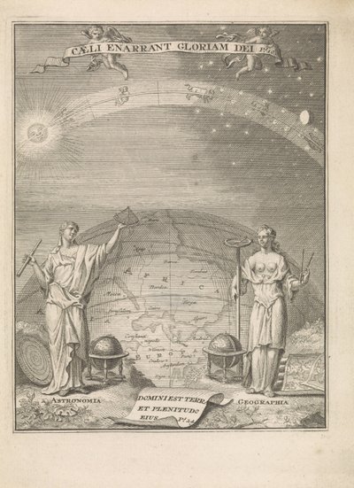 Astronomia i geografia z przyrządami pomiarowymi Caeli narrant Gloriam dei Ps.10 (tytuł na obiekcie) Strona tytułowa dla: 