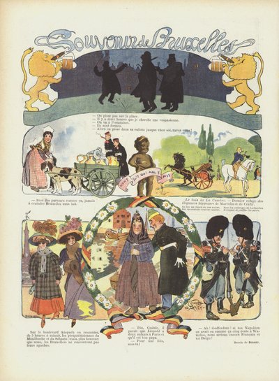 Pamiątka z Brukseli. Ilustracja do Le Rire autorstwa Leonce Burret