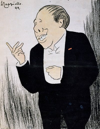 Aktor Alexandre Coquelin, znany jako Coquelin Cadet (1848-1909) w karykaturze Leonetto Cappiello (1875-1942) z 1899 roku autorstwa Leonetto Cappiello