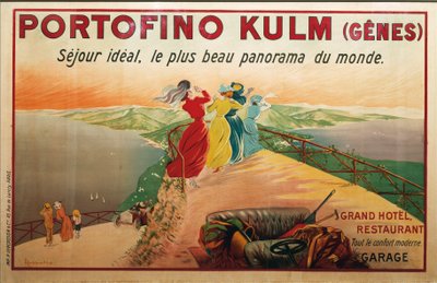Reklama hotelu Portofino, Portofino Kulm, ilustracja Leonetto Cappiello, plakat autorstwa Leonetto Cappiello