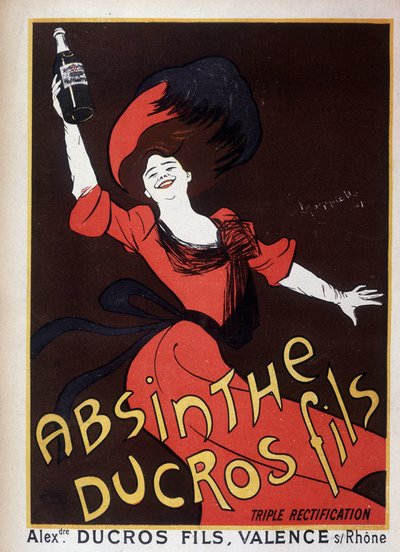 Reklama Ducros piołunu (kobieta machająca butelką) autorstwa Leonetto Cappiello