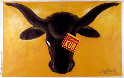 Plakat reklamowy bulionu Kub z głową wołową. 1931. Ilustracja Leonetto Cappiello (1875-1942) Paryż, sztuka dekoracyjna autorstwa Leonetto Cappiello