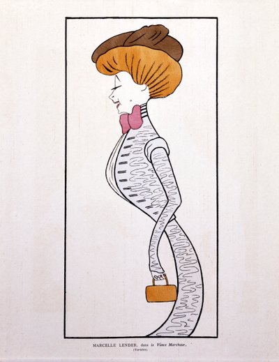 Marcelle Lender, w "Le Vieux Marcheur", kreskówka autorstwa Leonetto Cappiello