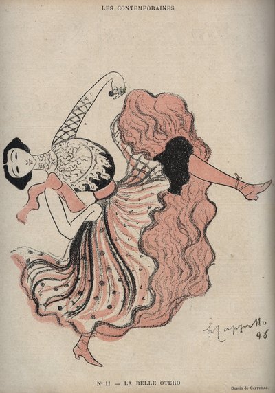 Portret Caroline (La Belle) Otero (1868-1965), hiszpańskiej tancerki i kurtyzany - rysunek Leonetto Cappiello (1875-1942) w „The Rire” z 1898 roku autorstwa Leonetto Cappiello