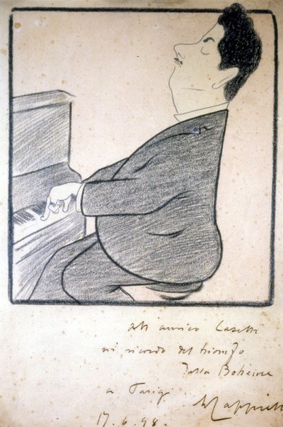 Portret Giacomo Pucciniego (1858-1924), włoskiego kompozytora. Karykatura Leonetto Cappiello. autorstwa Leonetto Cappiello