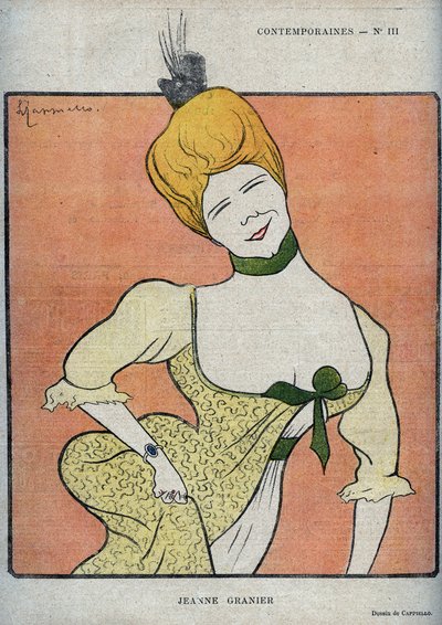 Portret francuskiej komiczki Jeanne Granier (1852-1939) - rysunek Leonetto Cappiello (1875-1942) w „The Rire”” z 1898 roku autorstwa Leonetto Cappiello