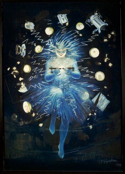 Szkic reklamy urządzenia elektrycznego, autorstwa Leonetto Cappiello, pastel, rysunek autorstwa Leonetto Cappiello