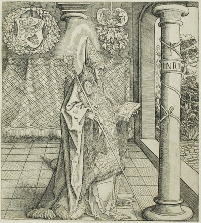Święty Emesbertus, od Świętych związanych z Domem Habsburgów autorstwa Leonhard Beck