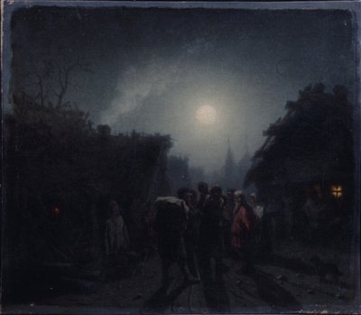 Przed tawerną. Scena nocna, lata 1860-1870 autorstwa Leonid Ivanovich Solomatkin