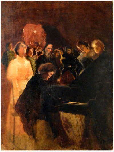 Lew Tołstoj na koncercie Antona Rubinsteina (1829-1894) par Pasternaka, Leonida Osipowicza (1862-1945). Pastel na tekturze, rozmiar: 64x50 autorstwa Leonid Osipovic Pasternak