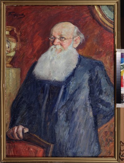 Portret rewolucyjnego hrabiego Piotra (Piotra) Aleksiejewicza Kropotkina (Piotra A. Kropotkina) (1842-1921). Obraz Leonida Osipovicha Pasternaka (1862-1945), tempera na płótnie autorstwa Leonid Osipovic Pasternak