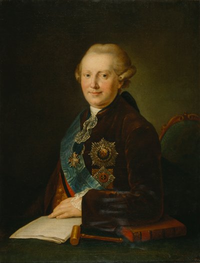 Portret księcia Aleksandra Aleksiejewicza Wiazemskiego 1727-1793, lata 80. XVIII wieku autorstwa Leonty Semyonovich Miropolsky