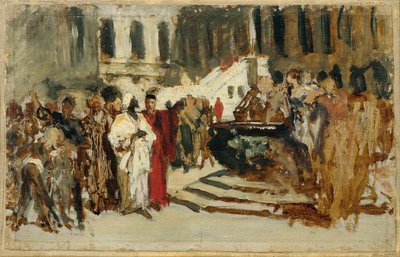 Szkic do obrazu „Arabscy ​​kupcy w Wenecji” autorstwa Leopold Carl Muller