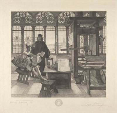 Grolier z drukarzem Aldusem Manutiusem autorstwa Leopold Flameng