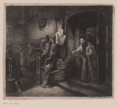 Wnętrze synagogi z wiernymi autorstwa Leopold Flameng