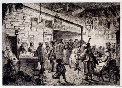 Widok wnętrza kabaretu Białego Królika” zburzonego w 1860”” Grawerowanie Leopolda Flamenga (1831-1911) 1863 Paryż, Musee Carnavalet autorstwa Leopold Flameng