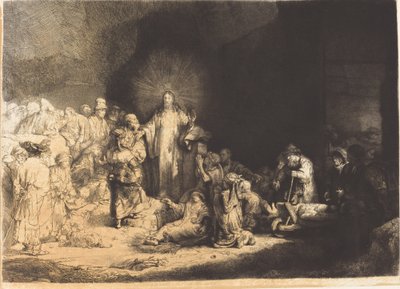 Nauczanie Chrystusa (Druk stu guldenów) autorstwa Leopold Flameng after Rembrandt van Rijn