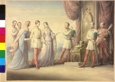 Cesarzowa Maria Anna i arcyksiężna Zofia z cesarzem Franciszkiem Józefem I autorstwa Leopold Kupelwieser