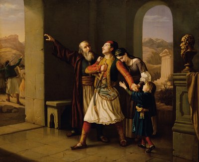 Żegna się grecki wojownik autorstwa Leopold Löffler Edler von Radymno