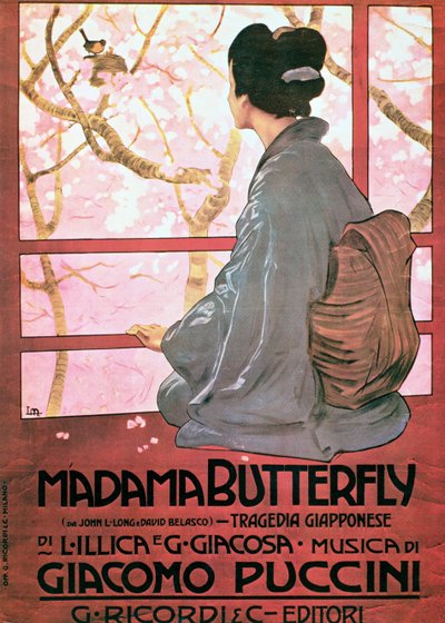 Frontispis partytury "Madame Butterfly" Giacomo Pucciniego (1858-1924) (litografia barwna) (zob. też 56537) autorstwa Leopoldo Metlicovitz