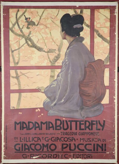Frontispis partytury "Madame Butterfly" Giacomo Pucciniego (1858-1924) (litografia barwna) (zob. też 208559) autorstwa Leopoldo Metlicovitz