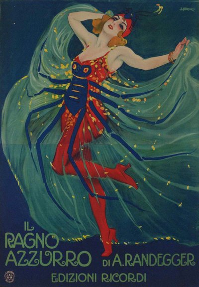 Niebieski pająk Niebieski pająk Alberto Iginio Randeggera, 1916. autorstwa Leopoldo Metlicovitz