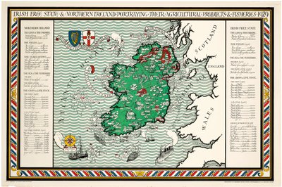 Mapa Wolnego Państwa Irlandzkiego i Irlandii Północnej autorstwa Leslie MacDonald Gill
