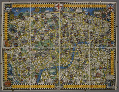 „Płacąc nam swoje grosze” - lub „Mapa Wonderground of London Town” autorstwa Leslie MacDonald (1884 1947) Gill