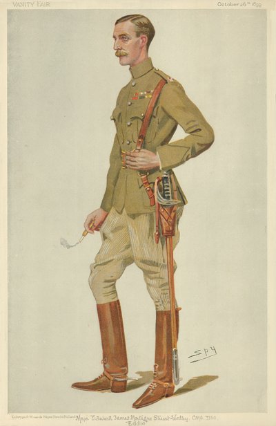 Major Edward James Montagu Stuart-Wortley, Eddie, 26 października 1899, rysunek Vanity Fair autorstwa Leslie Matthew Ward