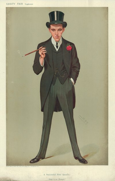 Mr F E Smith, Udana pierwsza przemowa, Moab jest moim miodem, 16 stycznia 1907, komiks Vanity Fair autorstwa Leslie Matthew Ward
