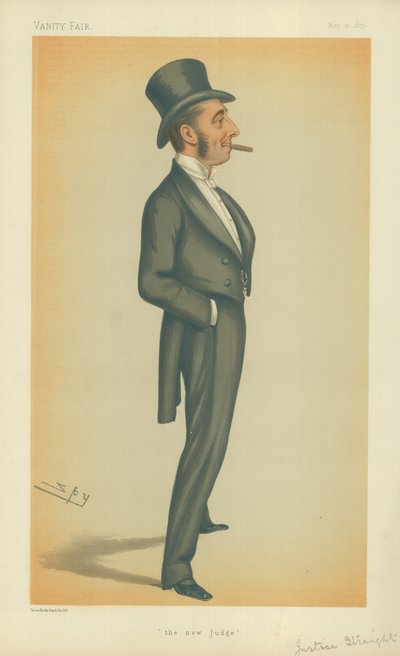 Pan Sprawiedliwości Straight, nowy sędzia, 10 maja 1879, komiks Vanity Fair autorstwa Leslie Matthew Ward