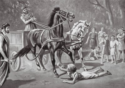 Alcybiades przeciwstawiający się Teamsterowi (litografia) autorstwa Leslie Mosley