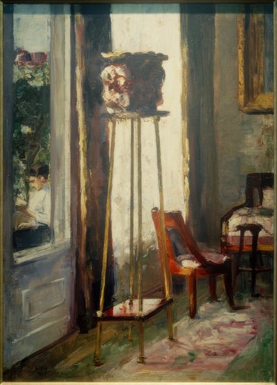 Wnętrze (scena wewnętrzna i kobieta czytająca) autorstwa Lesser Ury