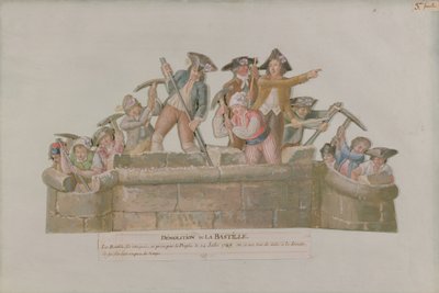 Zburzenie Bastylii, lipiec 1789 (gwasz na tekturze) autorstwa Lesueur Brothers