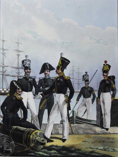 The Guards Équipage Artillery Company i Guards Cargo Company, 1829 autorstwa Lev Alexandrovich Belousov