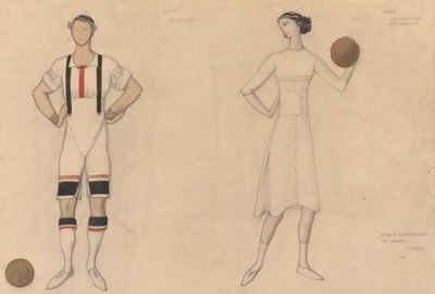 Studium kostiumowe dla "Jeux" autorstwa Lev Samoilovich Bakst