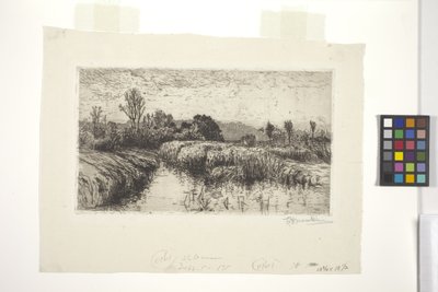 Popołudnie w marcu, Schleissheim, Bawaria (akwaforta) autorstwa Lewis Henry Meakin