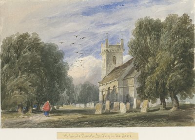 Bradley-in-the-Moors Church: malarstwo akwarela i [ok. 1830-1840] autorstwa Lewis John Wood