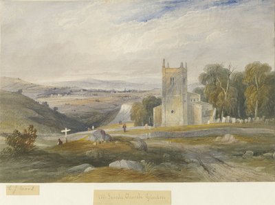 Kościół Grindon: malarstwo akwarelowe i [ok. 1830-1845] autorstwa Lewis John Wood