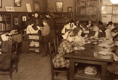Biblioteka, Henry Street Settlement, Nowy Jork autorstwa Lewis Wickes Hine