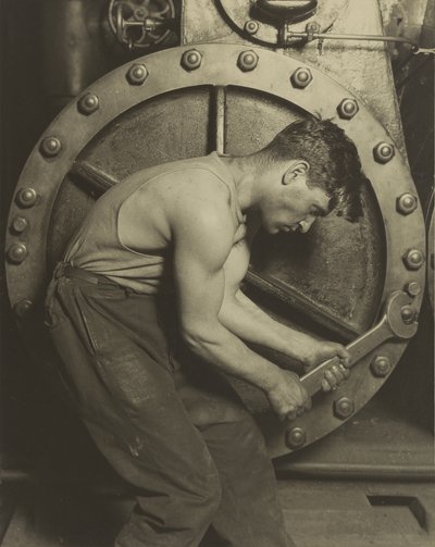 Mechanik i pompa parowa, 1921 autorstwa Lewis Wickes Hine