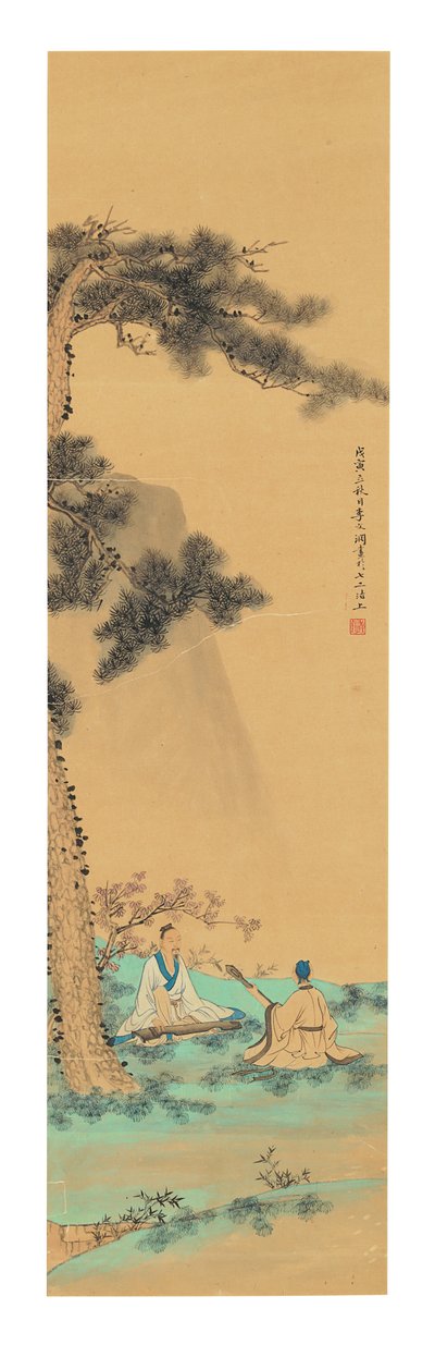 Dwóch muzyków, 1758 autorstwa Li Wenyuan