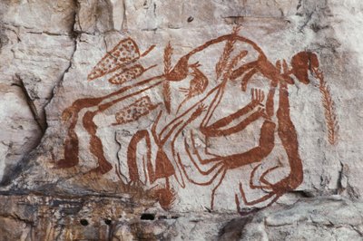 Mitologia Aborygenów, Burrunggui, Ziemia Arnhem (malarstwo naskalne) autorstwa Unbekannt Unbekannt
