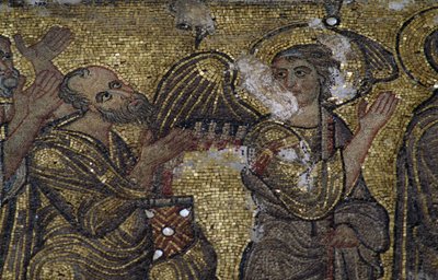 Anioł, fragment mozaiki w Bazylice Narodzenia Pańskiego (Lista Światowego Dziedzictwa UNESCO, 2012), Betlejem, Palestyna autorstwa Unbekannt Unbekannt